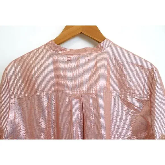 XIRENA Graycen Shimmer Lurex Cotton Button Down Shirt Top Garmentory L $225 - Picture 6 of 11